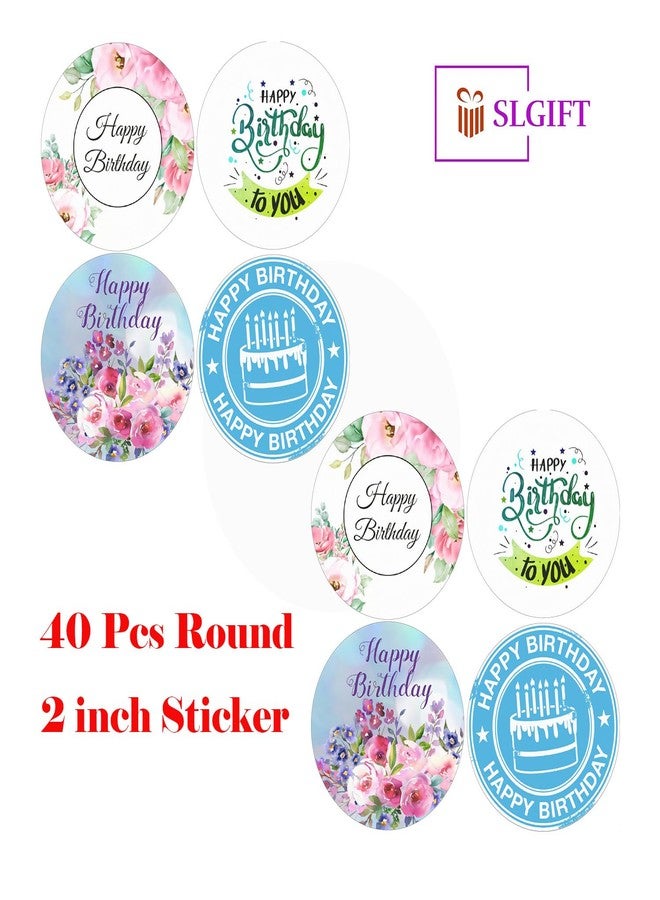 SLGIFT Vinyl Happy Birthday Theme Sticker, Self-Adhesive Vinyl Stickers, 40 Pieces, 2 x 2 Inches Round Sticker, 4 Unique Designs, R200 - Image 4